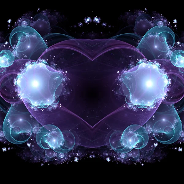 Donker blauwe fractal hart, valentine's day motief, digitale kunst voor creatieve grafisch ontwerp — Stockfoto