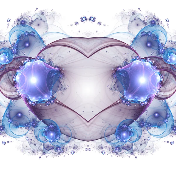 Glanzende blauwe fractal hart, valentine's day motief, digitale kunst voor creatieve grafisch ontwerp — Stockfoto