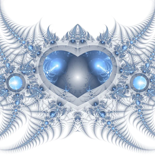 Blue fractal heart, valentine's day motive, digital artwork for creative graphic design — Stock Photo, Image