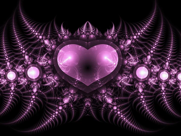 Coeur fractal foncé, motif Saint-Valentin, illustration numérique pour la conception graphique créative — Photo