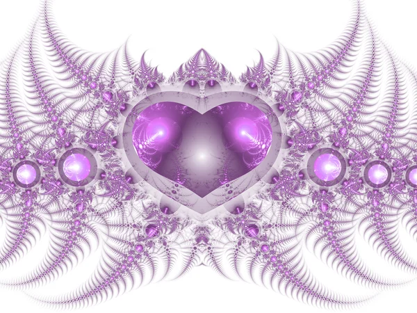 Coração fractal roxo, motivo do dia dos namorados, arte digital para design gráfico criativo — Fotografia de Stock