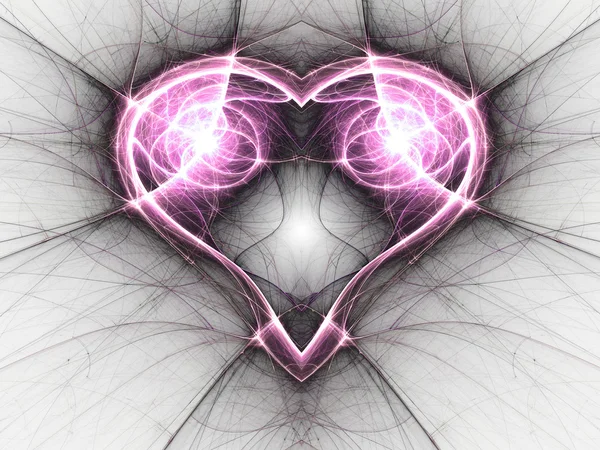 Rosa fraktal hjärta, alla hjärtans dag motiv, digitala konstverk för kreativ grafisk design — Stockfoto