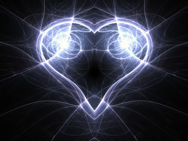 Glossy blue fractal heart, valentine's day motive, digital artwork for creative graphic design — Stock Photo, Image