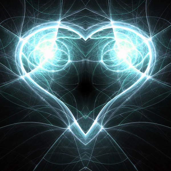 Glossy blue fractal heart, valentine's day motive, digital artwork for creative graphic design — Stock Photo, Image