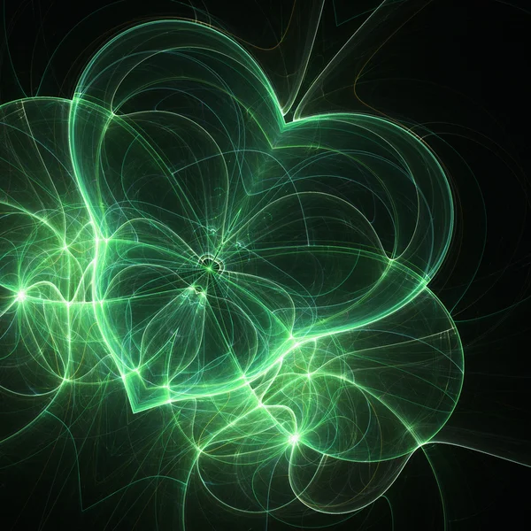 Corazón fractal verde oscuro, motivo del día de San Valentín, obra de arte digital para el diseño gráfico creativo — Foto de Stock