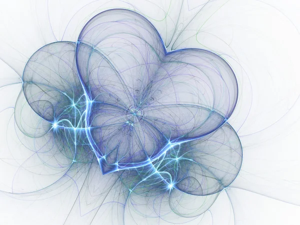 Światło niebieskie fraktal serca, motyw Walentynek, cyfrowych dzieł sztuki na kreatywne projektowanie graficzne — Zdjęcie stockowe