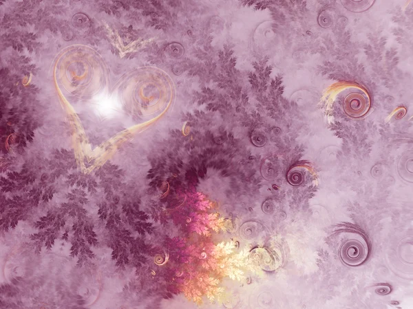 Patrón fractal colorido con corazón, motivo del día de San Valentín, obra de arte digital para el diseño gráfico creativo —  Fotos de Stock
