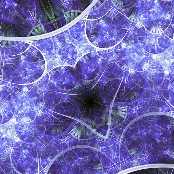 Mörk blå fraktal blommönster med hjärtat, digitala konstverk för kreativ grafisk design — Stockfoto