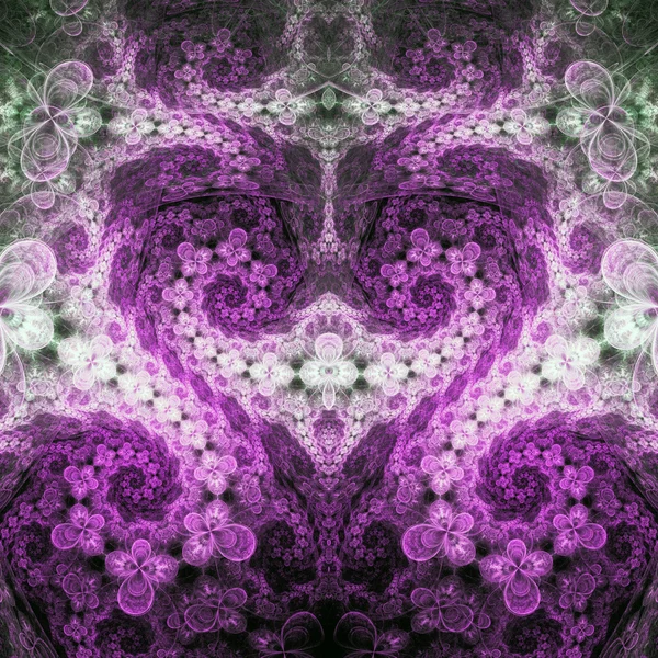 Corazón fractal arremolinado púrpura, motivo del día de San Valentín, obra de arte digital para el diseño gráfico creativo —  Fotos de Stock