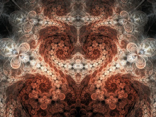 Corazón fractal floral naranja, motivo del día de San Valentín, obra de arte digital para el diseño gráfico creativo —  Fotos de Stock