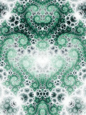 Doğa temalı fraktal kalp, Sevgililer günü nedeni, yaratıcı grafik tasarım için dijital sanat