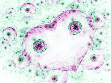Hafif renkli fraktal kalp, yaratıcı grafik tasarım için dijital sanat