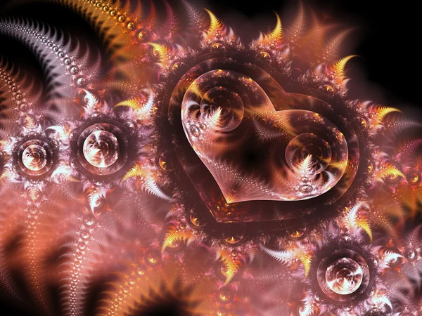 Άγρια φλογερό fractal καρδιά, ψηφιακά έργα τέχνης για δημιουργική Γραφιστικής — Φωτογραφία Αρχείου