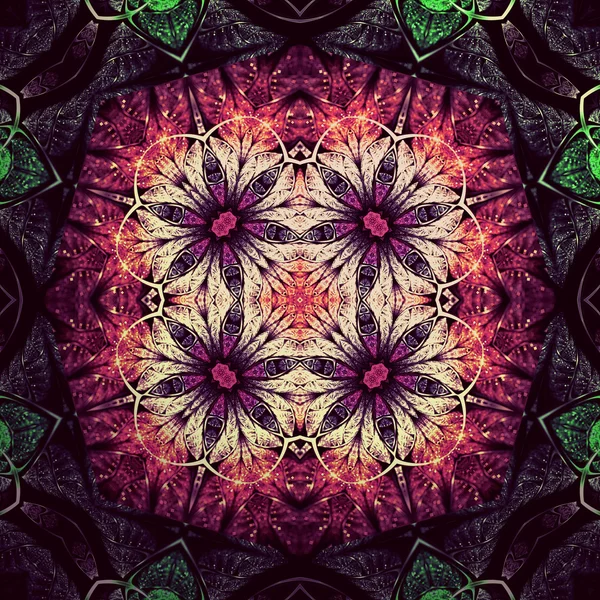 Mandala fractal colorido escuro, arte digital para design gráfico criativo — Fotografia de Stock