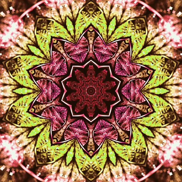 Mandala fractal brilhante colorido, arte digital para design gráfico criativo — Fotografia de Stock