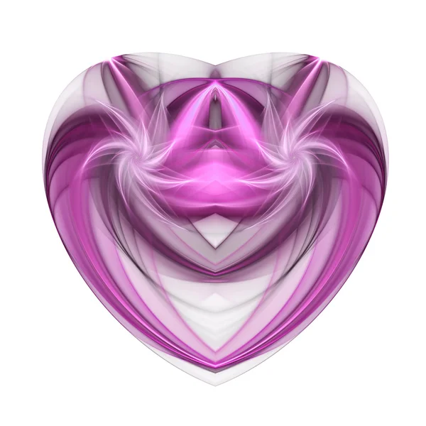 Feathery pink isolated fractal heart, digital artwork for creative graphic design — Stock Photo, Image