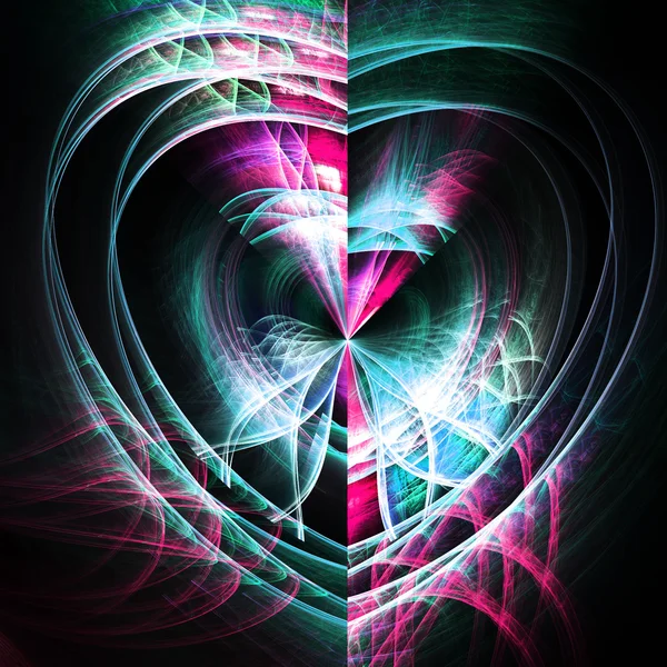 Dark fractal heart, digital artwork for creative graphic design — Stock Photo, Image