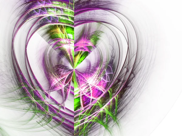 Coração fractal colorido claro, arte digital para design gráfico criativo — Fotografia de Stock