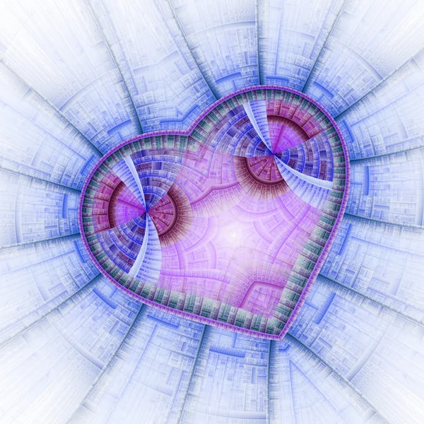 カラフルなフラクタルの心、バレンタインデーの動機、創造的なグラフィック デザインのためのデジタル アート — ストック写真