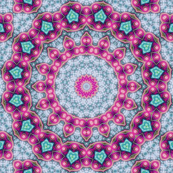 蓝色和紫色的分形曼荼罗，为平面创意设计数码艺术作品 — 图库照片