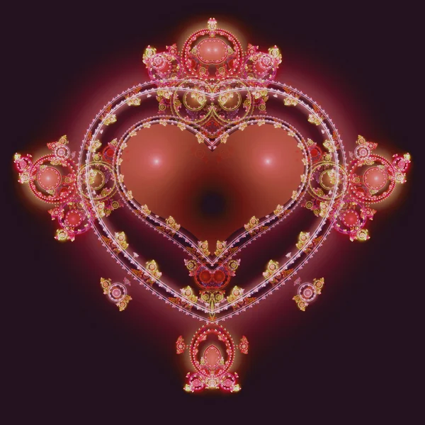 Red fractal heart, digital artwork for creative graphic design — Stock Photo, Image