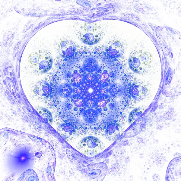 Corazón fractal azul, obra de arte digital para el diseño gráfico creativo — Foto de Stock