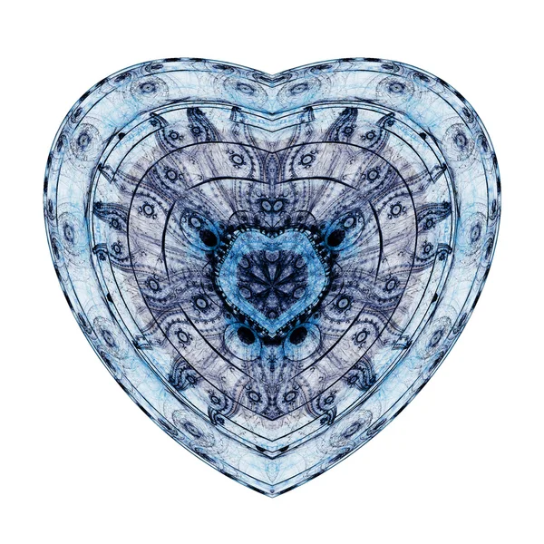 Coeur fractal bleu isolé, illustration numérique pour la conception graphique créative — Photo