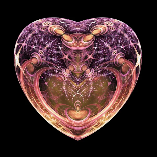 Mörka isolerade fraktal hjärta, digitala konstverk för kreativ grafisk design — Stockfoto