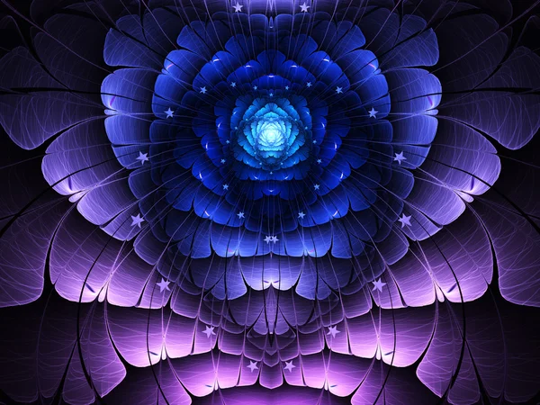 Corazón fractal azul y púrpura, motivo del día de San Valentín, obra de arte digital para el diseño gráfico creativo — Foto de Stock