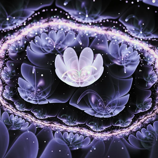 Dark fractal flower with bokeh effect, digital artwork for creative graphic design — Stock Photo, Image