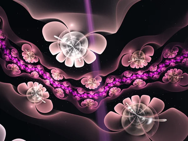 Dark fractal floral pattern, digital artwork for creative graphic design — Stock Photo, Image