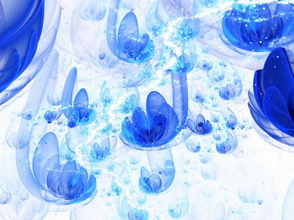 Blue fractal flowers, digital artwork for creative graphic design — Stock Photo, Image