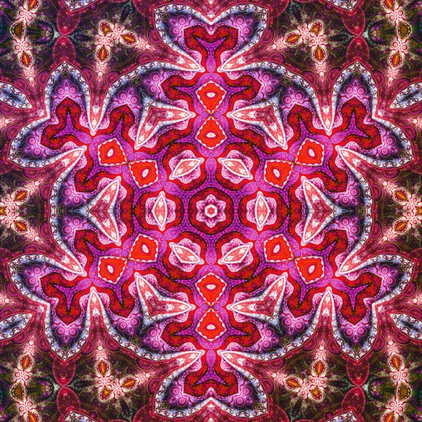 Canlı kırmızı fraktal mandala, yaratıcı grafik tasarım için dijital sanat — Stok fotoğraf