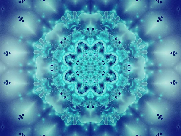 Grün und blau fraktales Mandala, digitales Kunstwerk für kreatives Grafikdesign — Stockfoto