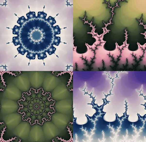 Abstract colorful set of fractals, digital artwork for creative graphic design — Stock Photo, Image