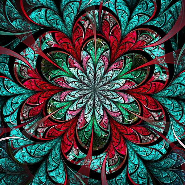 Flor fractal de color oscuro, obra de arte digital para el diseño gráfico creativo —  Fotos de Stock