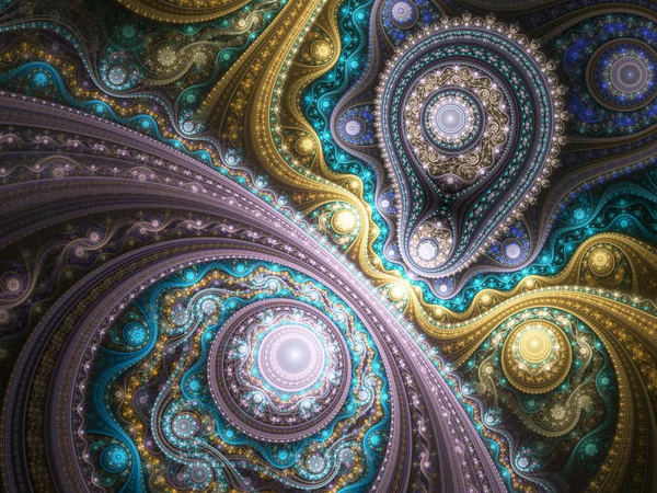 Glanzende kleurrijke fractal uurwerk, digitale kunst voor creatieve grafisch ontwerp — Stockfoto