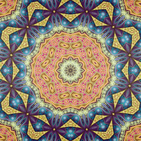 闪亮的彩色分形曼荼罗，为平面创意设计数码艺术作品 — 图库照片
