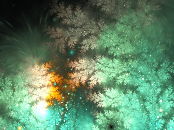 Soyut yeşil fraktal ağaç dalları, yaratıcı grafik tasarım için dijital sanat — Stok fotoğraf