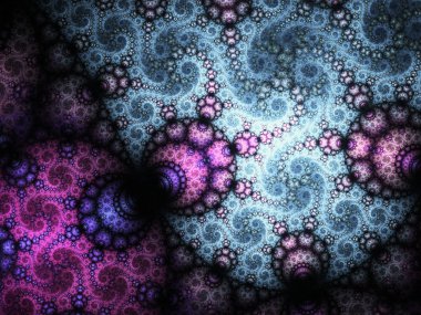 Mor ve mavi fraktal swirls, yaratıcı grafik tasarım için dijital sanat