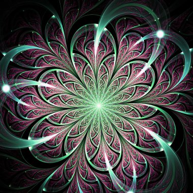 Koyu fraktal çiçek, yaratıcı grafik tasarımı için dijital sanat çalışması