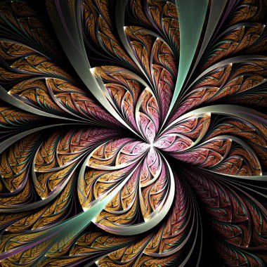 karanlık fraktal çiçek veya kelebek, yaratıcı grafik tasarım için dijital sanat