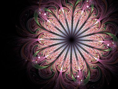 Bahar temalı fraktal çiçek, yaratıcı grafik tasarım için dijital sanat