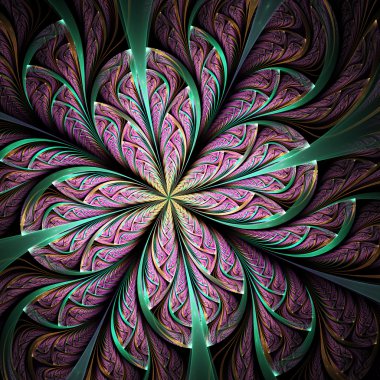 pembe ve yeşil fraktal çiçek, yaratıcı grafik tasarım için dijital sanat