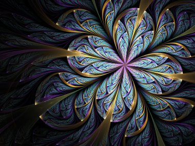 Koyu fraktal çiçek, yaratıcı grafik tasarımı için dijital sanat çalışması