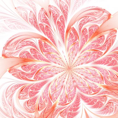 Parlak pembe ve altın fraktal çiçek ya da kelebek, yaratıcı grafik tasarım için dijital sanat