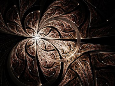 Parlak fraktal çiçek ya da kelebek, yaratıcı grafik tasarım için dijital sanat