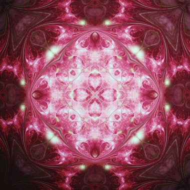 Kırmızı fraktal mandala, yaratıcı grafik tasarım için dijital sanat