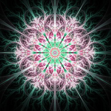 Koyu fraktal çiçek, yaratıcı grafik tasarımı için dijital sanat çalışması