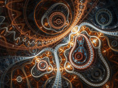 Soyut fraktal makine, yaratıcı grafik tasarım için dijital sanat